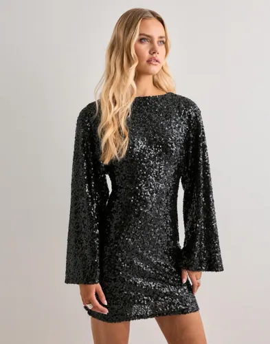 Nelly   Svart   Glitter Volume Sleeve Dress