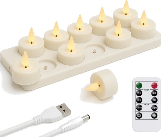 Oppladbare LED lys med fjernkontroll / Telys 12 pak