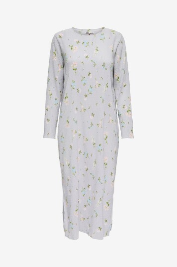 Only - Kjole onlMolly L/S Plisse Dress - Blå