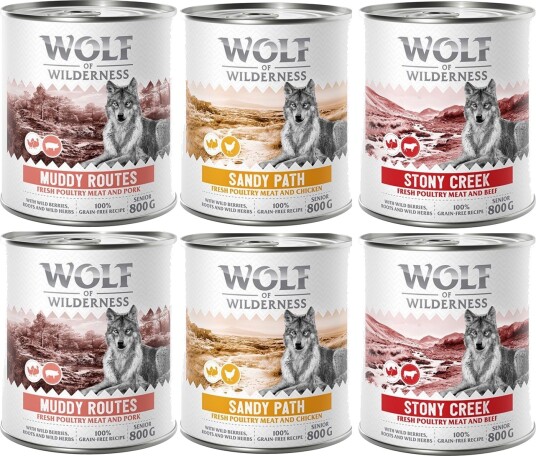 Wolf Of Wilderness Våtfôr Senior Expedition Mixpakke 6 X 800 G