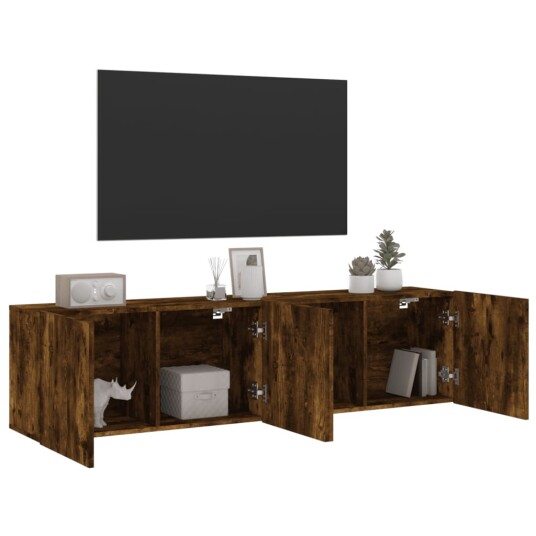 vidaXL Veggmonterte TV-benker 2 stk røkt eik 80x30x41 cm 8721012255456