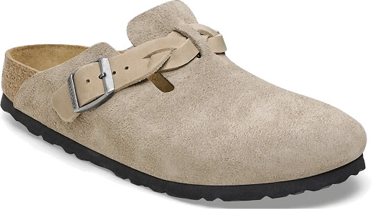 Birkenstock Boston Braided Suede Leather Taupe 38