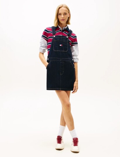 Tommy Jeans Dungaree Denim Dress Ei5050 Ext Navy S