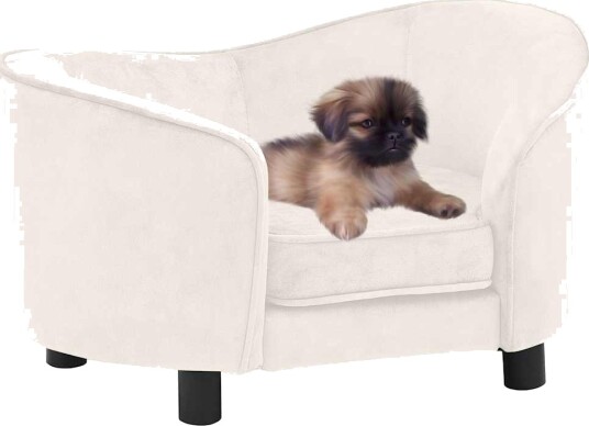 Vidaxl Hundesofa Kremhvit 69X49X40 cm Plysj