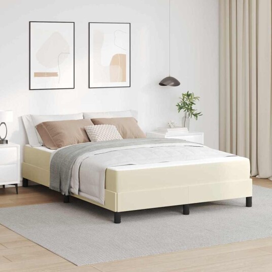 Sengestamme med madrass Krem 160 x 200 cm stoff Sengestamme med madrass Krem 160 x 200 cm stoff