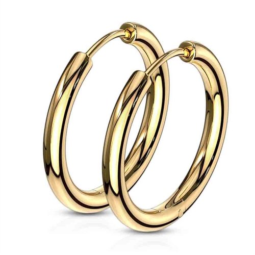 Øredobber i gullbelagt rustfritt stål 18mm Øredobber i gullbelagt rustfritt stål 18mm