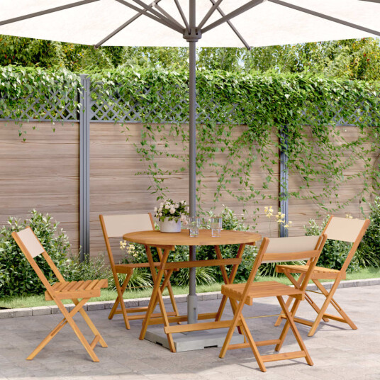 Hagespisegruppe 5 deler beige stoff og heltre