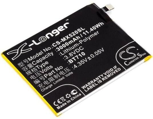 MeiZu M5c batteri (3000 mAh 3.85 V, Sort)