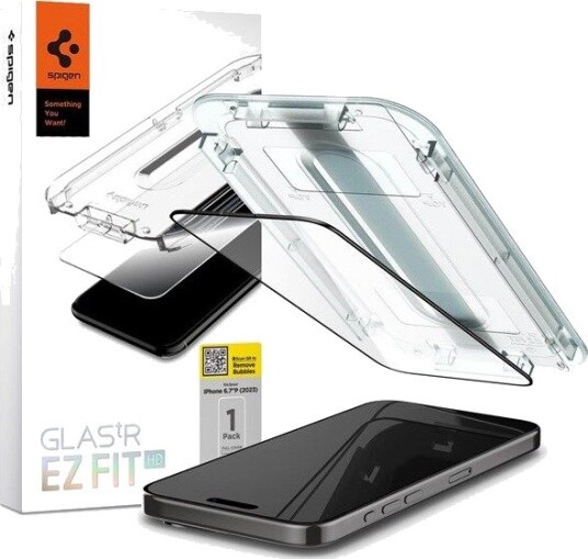 Spigen Glass tR EZ Fit HD 1 Pack - FC Black - iPhone 15 Pro Max