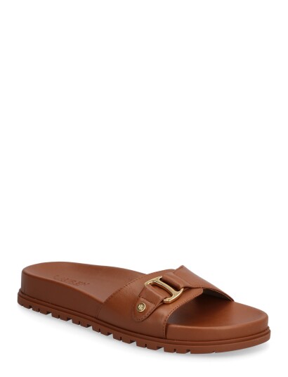 Lauren Ralph Lauren Tasha Leather Slide Sandal Brown 38