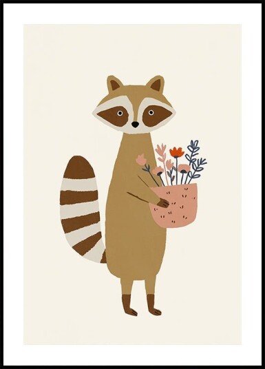 Raccoonwithflowers Plakat Plakat / 100x150cm
