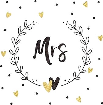 Mr&Mrs serviett 20pk Hvit sort