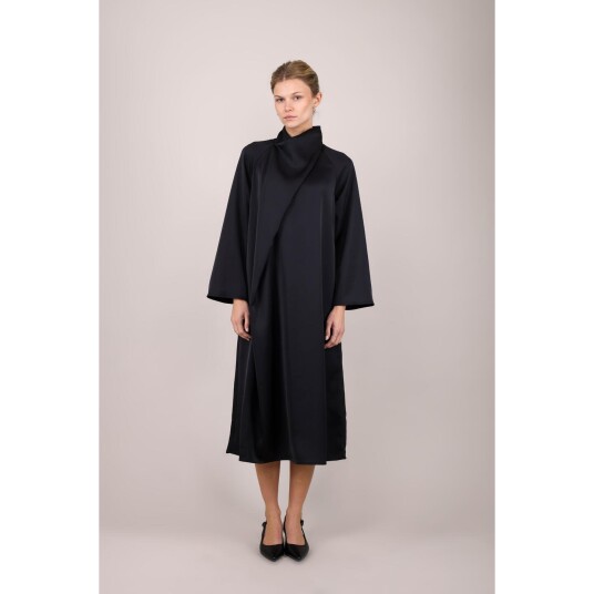 Garbo Dress Black L LS satin dress with twist Garbo Dress Black L LS satin dress with twist