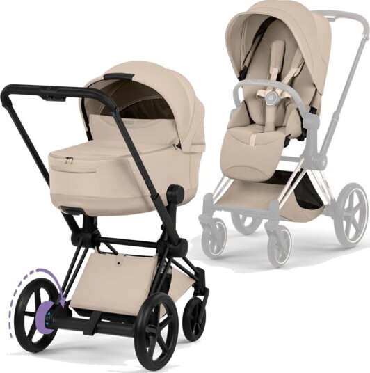 Cybex ePriam Style Collection Komplett Barnevogn New Generation Matt Black/Cozy Beige