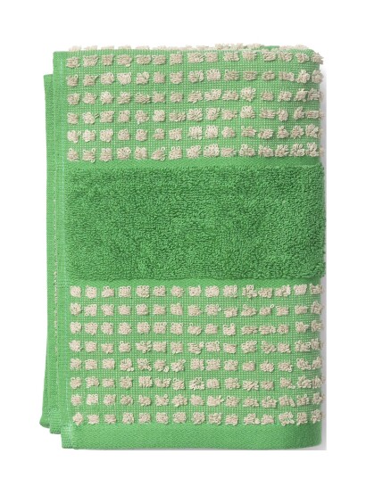 Juna Check Håndklæde 50X100 Cm Grøn/Sand - Green - 50X100CM