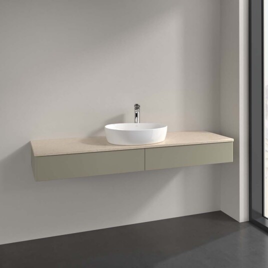 Villeroy & Boch  Antao Servantskap med 2 skuffer 160x50x19 cm m/lys Steingrå/Crème