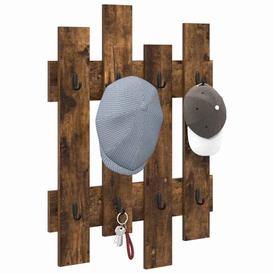  Vegghengt kleshenger Røkt eik 60 x 3 x 82 cm Konstruert tre