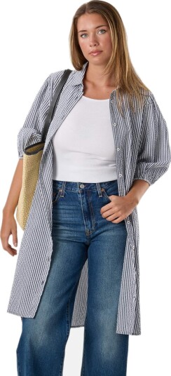 Seaside Marina Seersucker Oversized Shirt W
