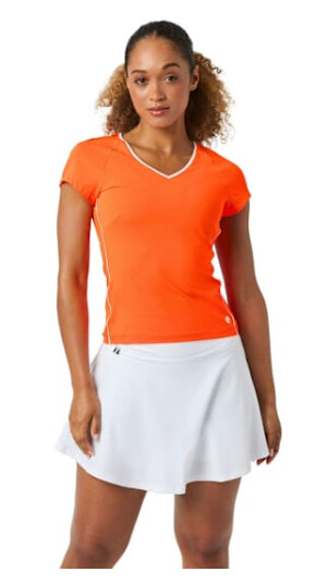 Bjørn Borg Ace V-Neck T-Shirt Dame Or/Shocking Orange S