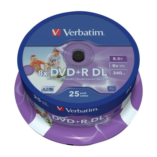 VERBATIM 43667 BRENNBAR DVD 8,5 GB DVD+R DL 25 STYKKER VER27291 VERBATIM 43667 BRENNBAR DVD 8,5 GB DVD+R DL 25 STYKKER VER27291