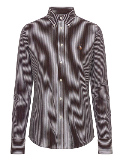 Polo Ralph Lauren Striped Knit Oxford Cotton Shirt Brown XS Polo Ralph Lauren Striped Knit Oxford Cotton Shirt Brown XS