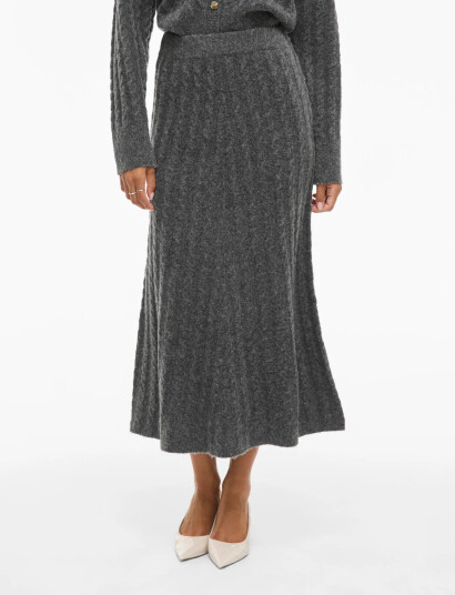 Vila Virelli Ankle Cable Knit Skirt/Bfs - Grey - S Vila Virelli Ankle Cable Knit Skirt/Bfs - Grey - S