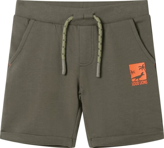 Barneshorts med snor mørkekaki 140