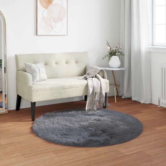 Faux Skinnmatte Tafalla Antrasitt Ø 80 cm Polyester