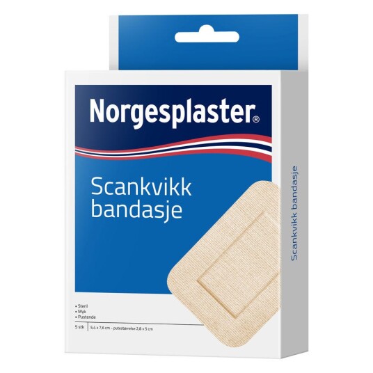 Norgesplaster Scankvikk bandasje beige 5,4 x 7,6 cm 5 stk Norgesplaster Scankvikk bandasje beige 5,4 x 7,6 cm 5 stk