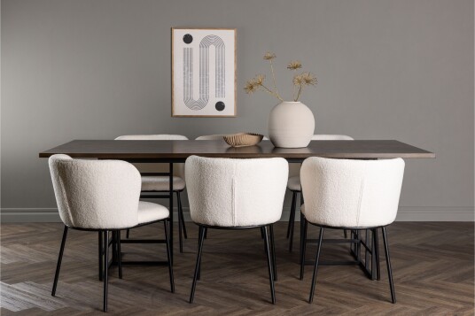 Venture Home Edina Spisegruppe 220 cm Rektangulær med 6 Edina Stoler Svart
