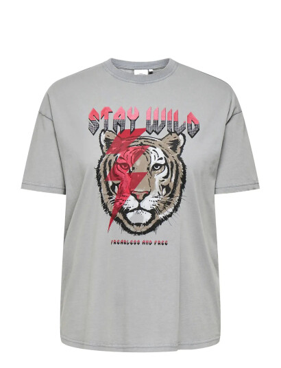 ONLY Carmakoma Cartico Life Ss Relaxed O-Neck Tee Jrs - Grey - 46-48