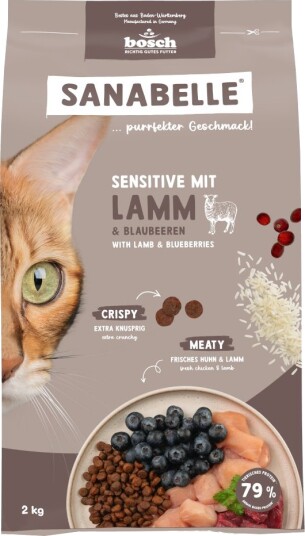 Sanabelle Tørrfôr Sensitive Med & Blåbær Lam 2 kg