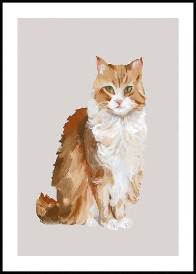 Professional Supervision fluffy cat oil painting Plakat Plakat / 50x70cm