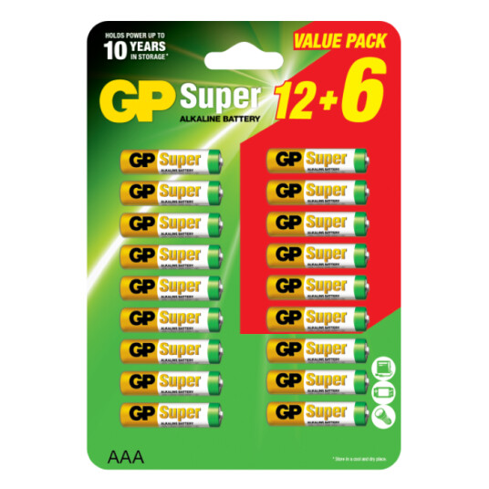 GP Super AAA-batteri LR03 18pk