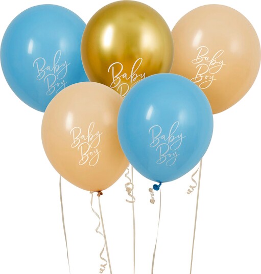 Club Green Hootyballoon Ballonger Baby Boy Gull Blå 5-pakning HBBS211