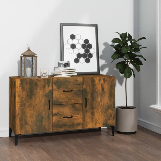 vidaXL Skjenk røkt eik 100x36x60 cm konstruert tre vidaXL Skjenk røkt eik 100x36x60 cm konstruert tre