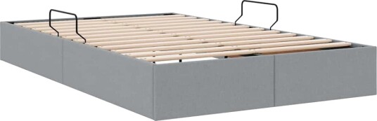 Seng med Oppbevaring med madrass Lysegrå 120 x 200 cm stoff