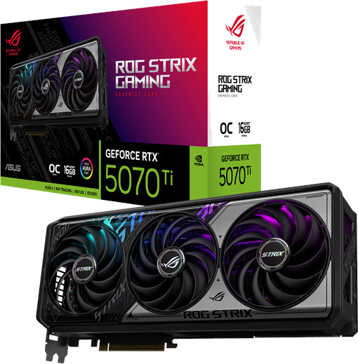 ASUS ROG Strix GeForce RTX 5070 Ti 16GB GDDR7 Grafikkort med 3 Vifter