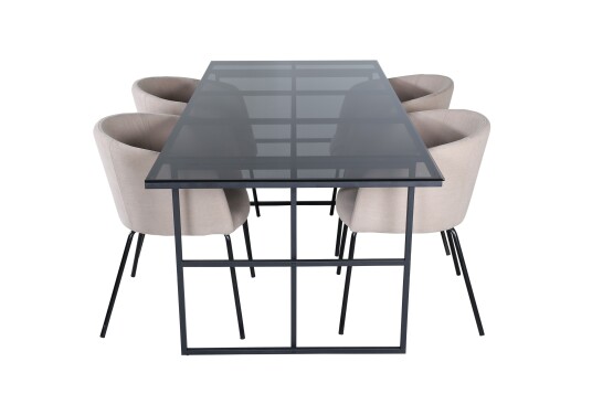 Venture Home Leif Spisegruppe 200 cm Rektangulær med 4 Berit Stoler Beige Venture Home Leif Spisegruppe 200 cm Rektangulær med 4 Berit Stoler Beige