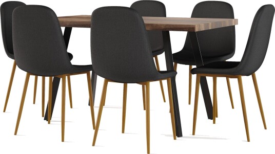Marcelen Spisebord Uttrekkbart med ileggsplate + 4 stk Nibe stol svart med eikeben - Brun/Svart Marcelen Spisebord Uttrekkbart med ileggsplate + 4 stk Nibe stol svart med eikeben - Brun/Svart