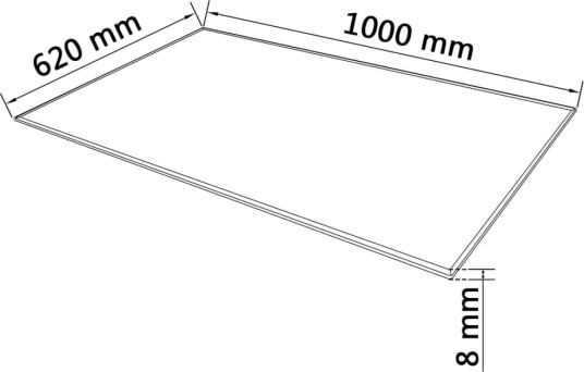  Bordplate Herdet Glass Rektangulær 1000x620 mm 243633
