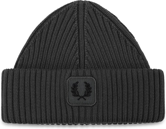 Fred Perry Cotton Ribbed Beanie - Khaki green - ONE SIZE