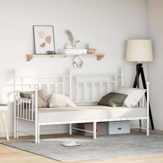Sengramme med sovesofa Hvit 80x200 cm Stål Sengramme med sovesofa Hvit 80x200 cm Stål