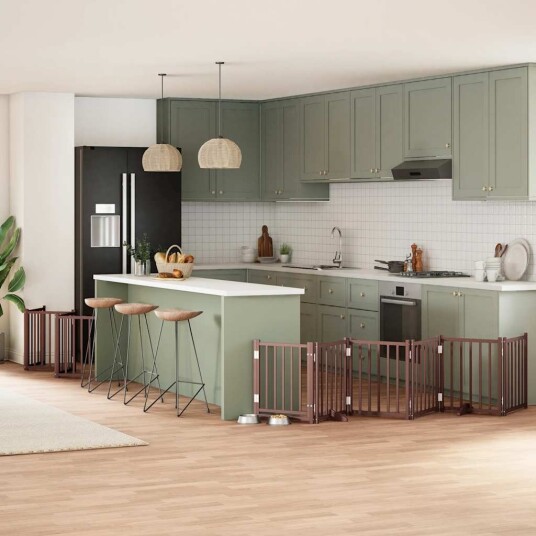 Vidaxl Hundeport Sammenleggbar 15 Paneler Brun 750 cm Poppeltre
