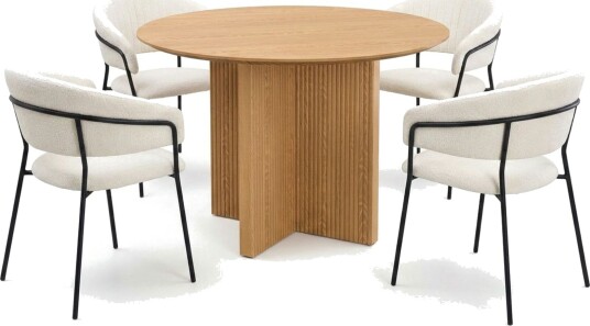 Edda spisegruppe rund 110 cm eik med 4 Karol spisestoler Eik