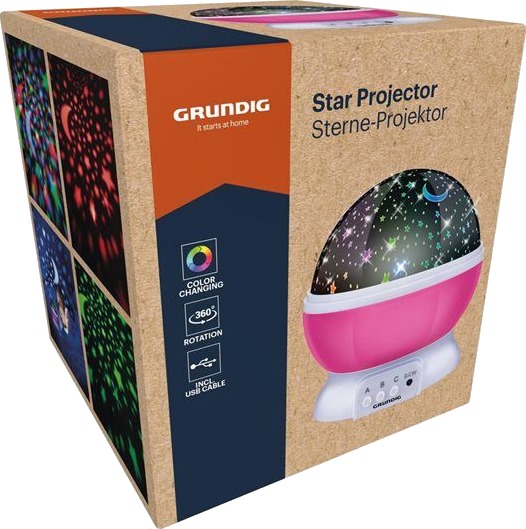 Grundig Stjerneprojektor Nattlys / Projektorlampe For Barnerom 360° – Rosa