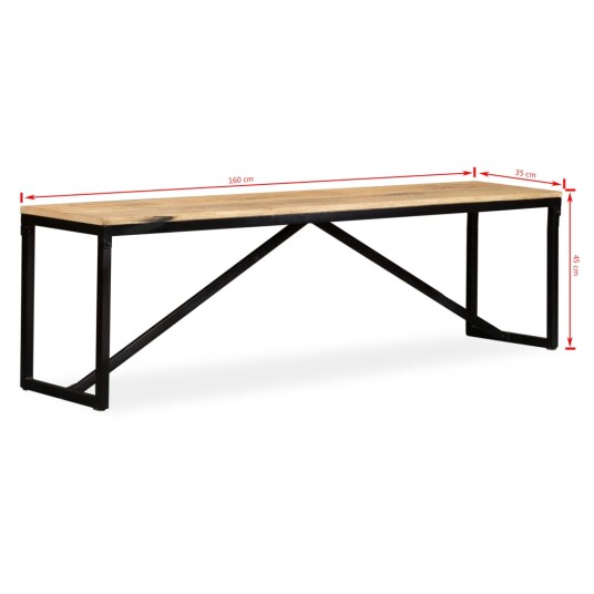 vidaXL Benk heltre mango 160x35x45 cm