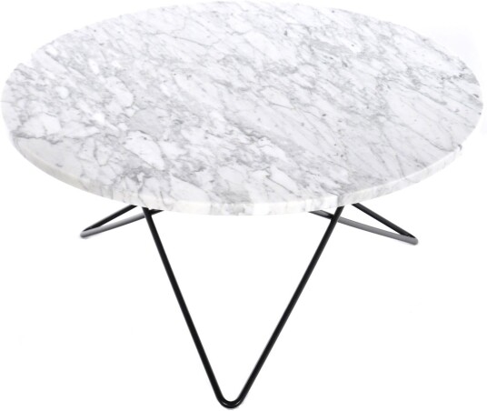 Ox Denmarq - O Table Black Steel Frame Top: White Marble Sofabord Dennis Marquart Hvit Metall/stein