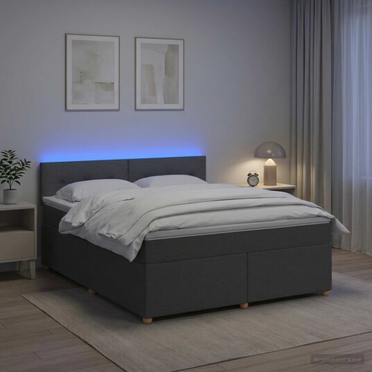 vidaXL Kontinentalseng med madrass Mørkegrå 140 x 190 cm Stoff