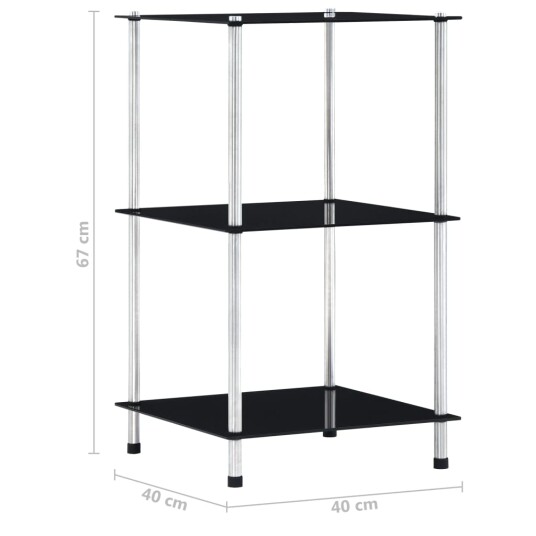 vidaXL Hylle 3 etasjer svart 40x40x67 cm herdet glass vidaXL Hylle 3 etasjer svart 40x40x67 cm herdet glass